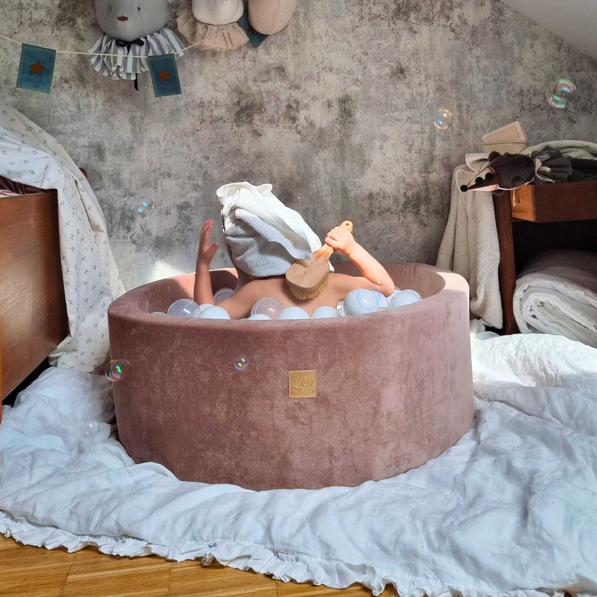 Meowbaby - Velvet Pudrowyróż - Basen z Kulkami dla Dzieci | Piłki do Wyboru