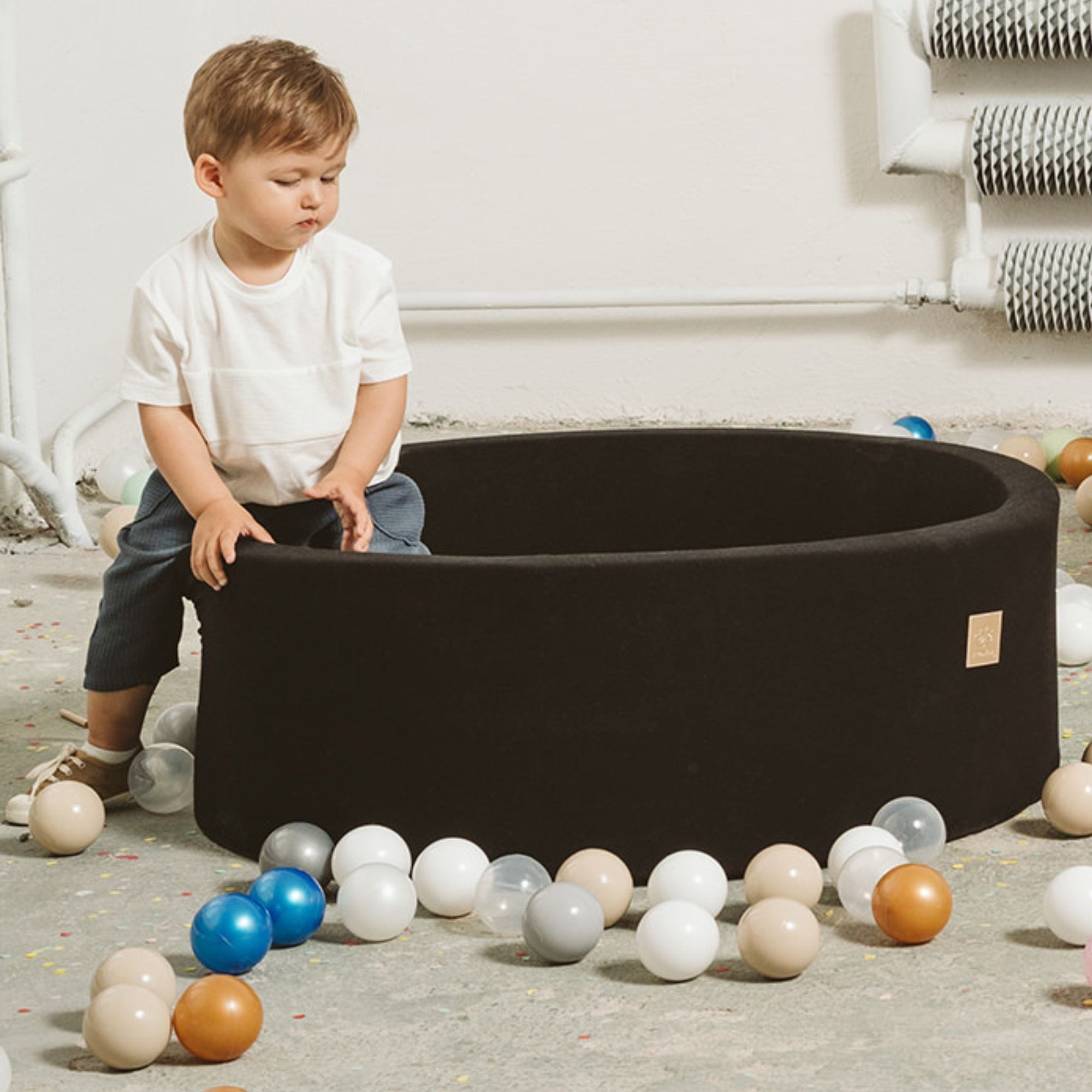 Meowbaby Cotton Czarny - Basen z Kulkami dla Dzieci